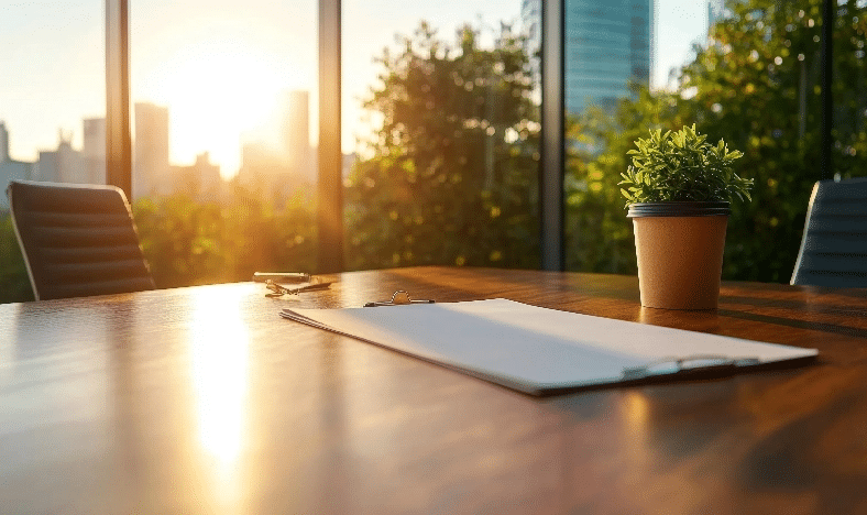 Office Desk at Sunrise